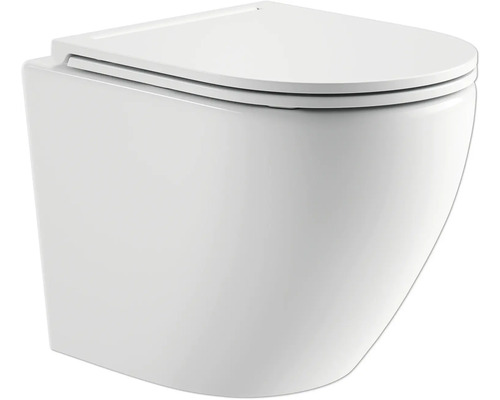 JUNGBORN Hangend toilet rimless FOUR verhoogd glans wit incl. softclose wc-bril met quick-release Wandcloset diepspoel met toiletzitting