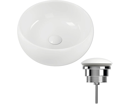 Opzetwastafel van keramiek met afvoergarnituur