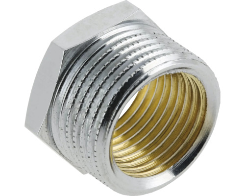 BONFIX Draad chroom verloopring, 1/2" buitendraad x 3/8" binnendraad Messing verloopstuk met schroefdraad