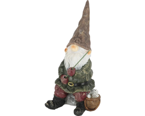 Tuinkabouter met hengel en mand als decoratie voor buiten