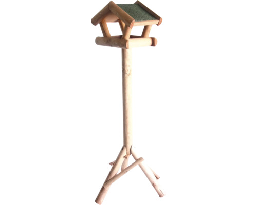 Houten vogelvoederhuis met standaard voor de tuin
