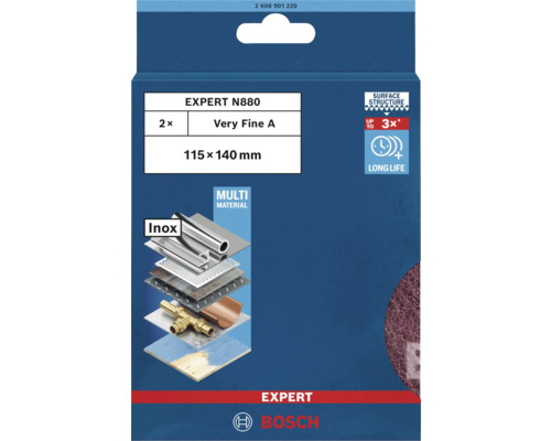 Bosch Expert N880 schuurvlies zeer fijn, 115 x 140 millimeter, 2 stuks