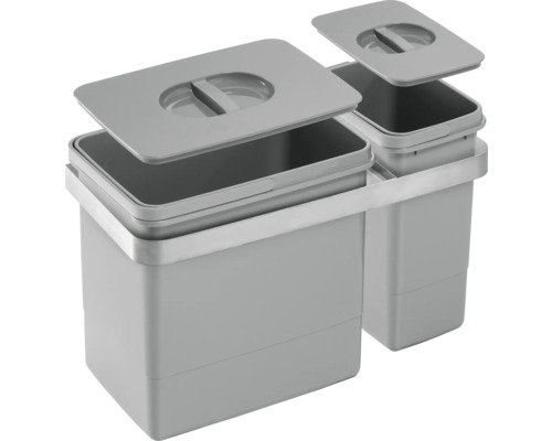 Afvalscheidingssysteem met twee bakken en deksels