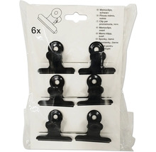 Verpakking met zes zwarte memoclips