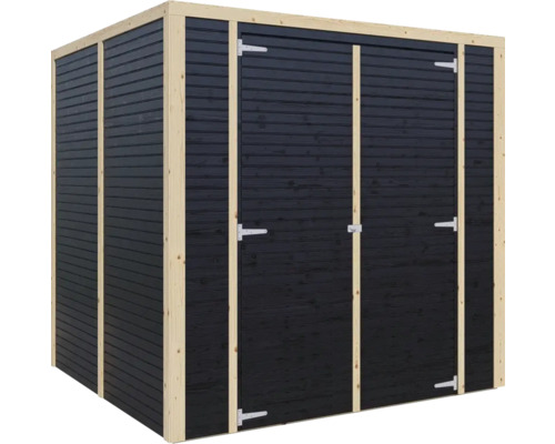 Houten gereedschapsschuur met dubbele deur