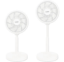 Twee witte Eurom staande ventilatoren