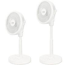 Twee witte EUROM staande ventilatoren