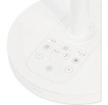 Gedetailleerde weergave van het bedieningspaneel van een ventilator met verschillende functieknoppen