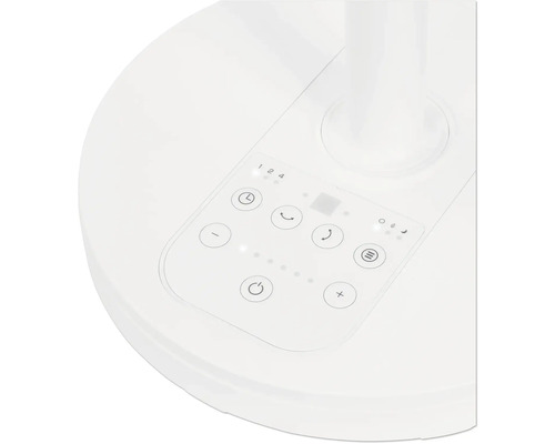 Gedetailleerde weergave van het bedieningspaneel van een ventilator met verschillende functieknoppen