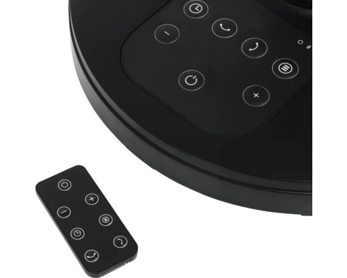 Bovenkant van een robotstofzuiger met bedieningspaneel en afstandsbediening