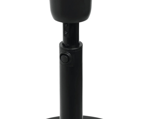 Detailopname van een zwarte lampvoet met schakelaar