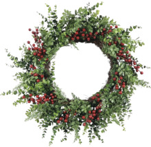Decoratieve deurkrans met bessen en planten