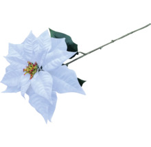 Witte kunstkerstster met steel en bladeren