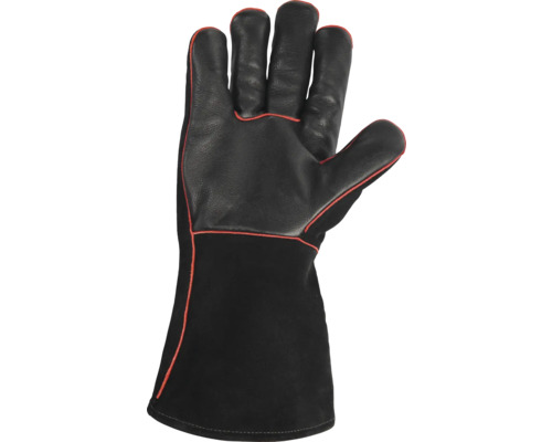 Lederen lashandschoen met rode stiksels