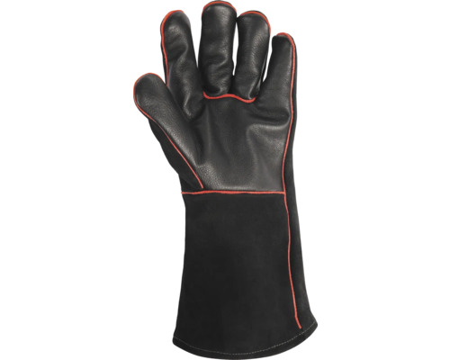 Lederen lashandschoen met rode stiksels