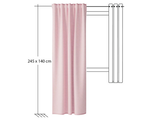 Roze gordijn met ogen, 245 bij 140 centimeter