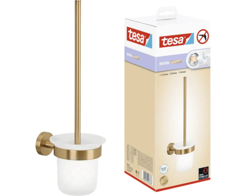 Tesa Moon Bronze toiletgarnituur met glazen houder en wandmontage
