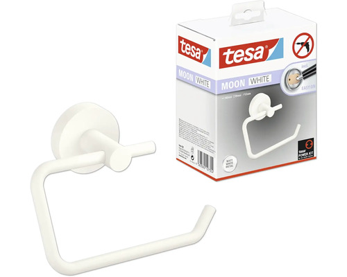 Tesa Moon White handdoekring van metaal voor wandmontage met verpakking