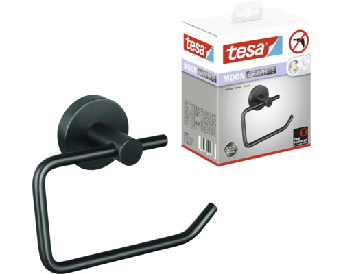 Tesa Moon Graphite toiletpapierhouder met verpakking