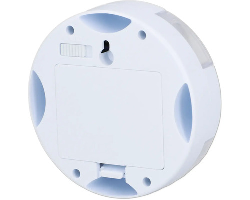 Achterkant van een ronde ledlamp met batterijvak