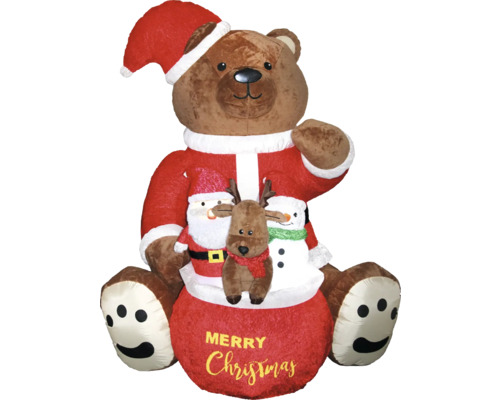 UNIQUE LIVING Kerstverlichting LED beer opblaasbaar warmwit 197 x 193 x 260 cm Opblaasbare teddybeer met kerstman, rendier en sneeuwpop voor kerstdecoratie