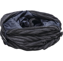 Donkergrijze corduroy colsjaal met knoopsluiting