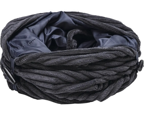 Donkergrijze corduroy colsjaal met knoopsluiting