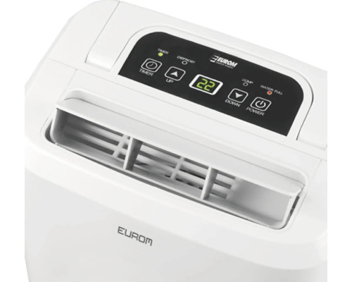Eurom Logo op een airconditioner met digitaal display