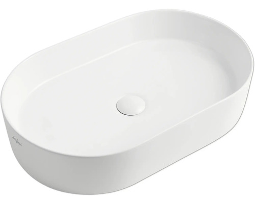 JUNGBORN Waskom One wit 60x38 cm Witte opzetwastafel in ovale vorm