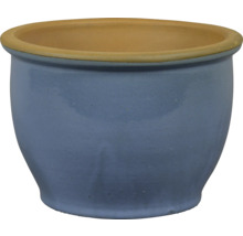 Blauwe keramische bloempot