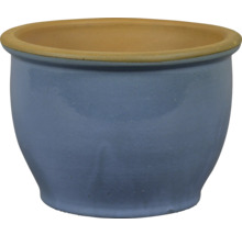 Blauwe keramische bloempot