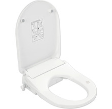 Witte douche-wc-bril met open deksel.