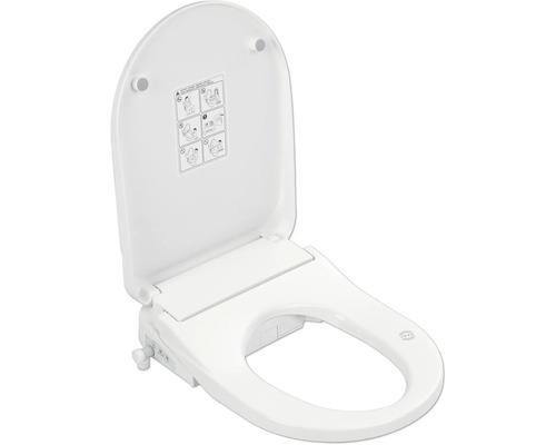 Witte douche-wc-bril met open deksel.