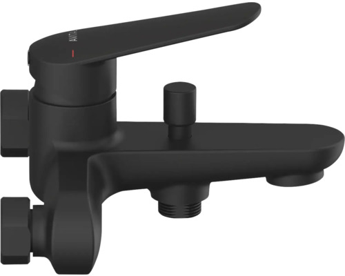 Zwarte badkraan voor wandmontage