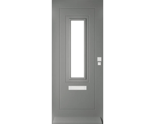 Voordeur met glazen inzet, brievenbus en slot