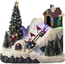 Kerstminiaturendorp met kerstboom, iglo en rodelbaan