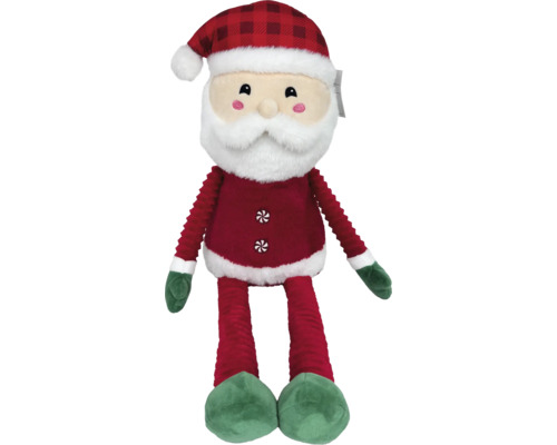 Pluche kerstmanfiguur met geruite muts