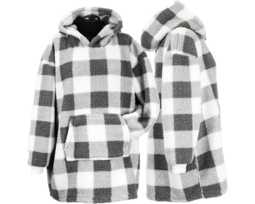 Fluffy oversized hoodie met ruitpatroon en capuchon