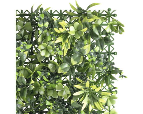 Kunstmat met verschillende bladeren en een raster aan de achterkant.