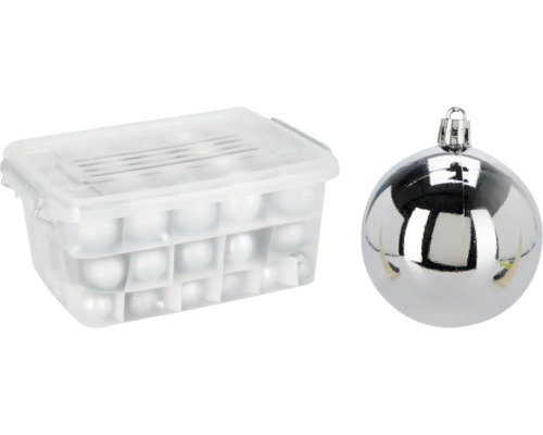 Opbergdoos met zilverkleurige kerstballen