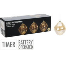 Organisch gevormde glazen bol met ledverlichting, batterijvoeding en timerfunctie
