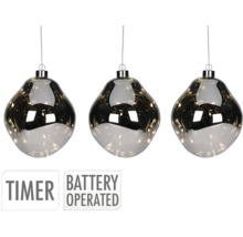 Drie hangende kerstballen met timer en werken op batterijen