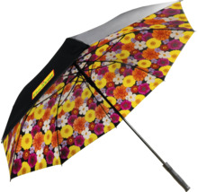 Geopende paraplu met bloemmotief