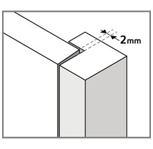 Technische tekening van een voeg van 2 millimeter
