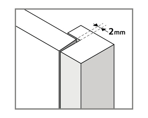 Technische tekening van een voeg van 2 millimeter