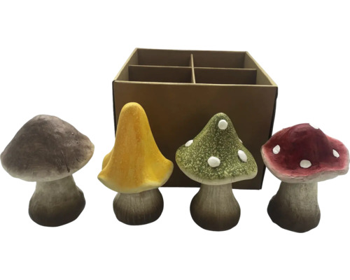 Decoratieve paddenstoelen voor de tuin, set van vier stuks