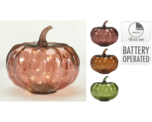 Decoratieve pompoenen van glas met batterijvoeding en timerfunctie