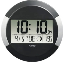 Hama radiogestuurde wandklok met digitale aanduiding van tijd, datum en temperatuur