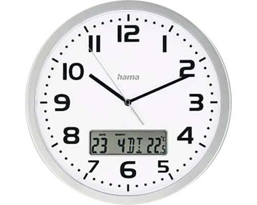HAMA Wandklok radiografisch Moorea zilver ø 30 cm