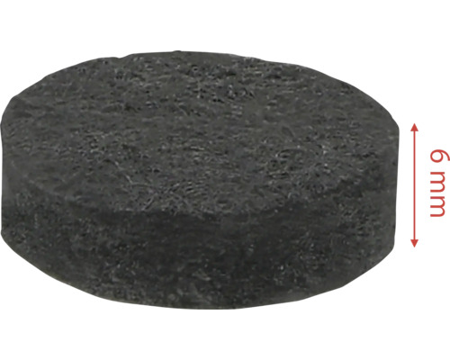 Een enkele, zwarte viltglijder met een hoogte van 6 millimeter.